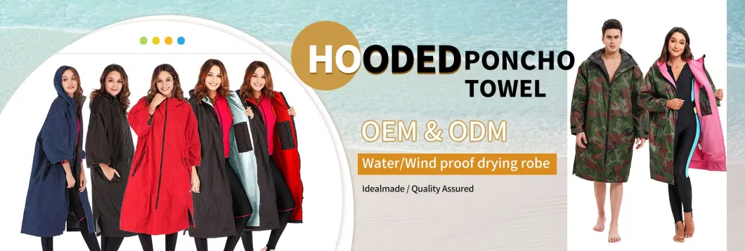 Long Sleeve Drying Robe Waterproof Surfing Poncho Coat Adult Changing Robe