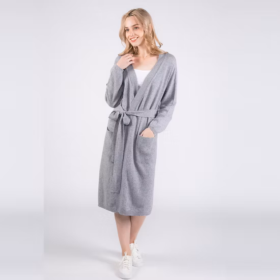 Aurora, vestaglia da notte in cashmere reale al 100%, vestaglia da donna per il tempo libero in cashmere lavorato a maglia