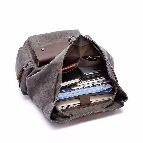 Borsa per laptop in pelle di tela cerata di cotone personalizzata Zaino da viaggio da viaggio vintage per uomo